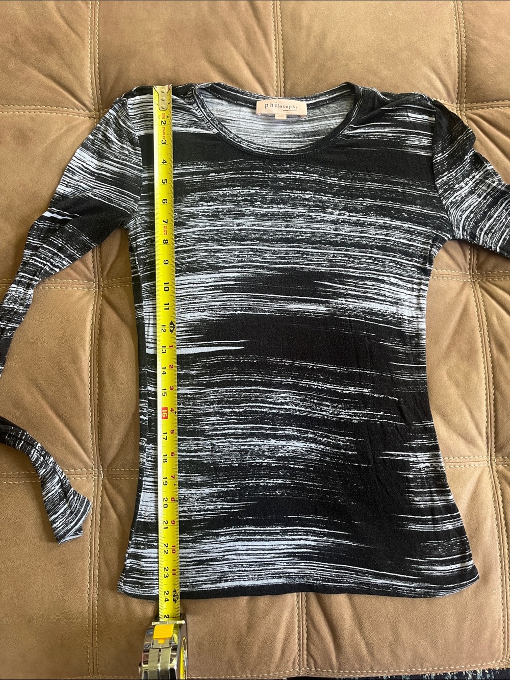 Philosophy Black & White Brushstroke Stripe Long Sleeve Tee - Picture 8 of 8